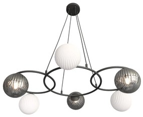 Lampadario Moderno Eolo Acciaio Nero 6 Luci E14 Ip20
