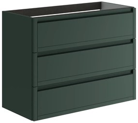 Mobile da bagno sospeso sotto lavabo L 99.5 x H 78 x P 45.5 cm verde opaco, 3 cassetti TRATTO