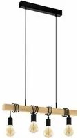 Lampada a Sospensione Vintage Legno Lampadine Lampadario Interno Townshend EGLO