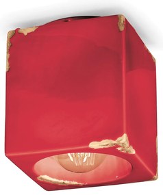 Plafoniera Vintage Ceramica Rossa 1 Luce E27