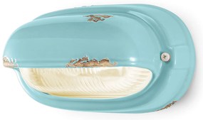 Applique Vintage Orizzontale Ceramica Azzurra 1 Luce E27