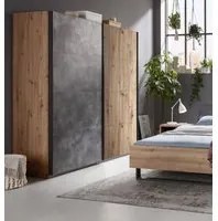 Guardaroba a 2 ante scorrevoli con barra appendiabiti, Armadio spazioso per camera da letto, Made in Italy, cm 251x60h223, colore Rovere e Antracite