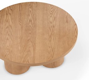 Tavolino da salotto rotondo di colore naturale con effetto rovere ø 100 cm Arancha – MOME