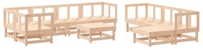 Set Divani da Giardino 10 pz con Cuscini in Legno Massello