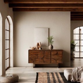 Cassettiera marrone in mango massiccio 145x76x40 cm Trisha – MOME
