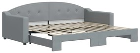 Divano letto con letto estraibile grigio chiaro 90x200 tessuto