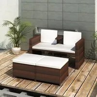 Set Mobili da Giardino 4 pz con Cuscini in Polyrattan Marrone 40736