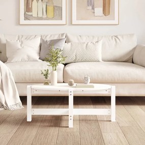 Tavolino da salotto bianco 87x48x35cm in legno massello di pino