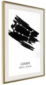 Poster  Zodiac: Gemini I  Cornice Quadri Cornice d'oro con passe-partout, Larghezza x Altezza Home decor 20x30