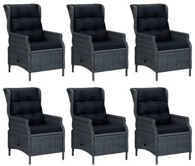 Set da pranzo da giardino 7 pz grigio scuro in polyrattan