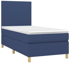 Letto a molle con materasso e led blu 80x200 cm in tessuto