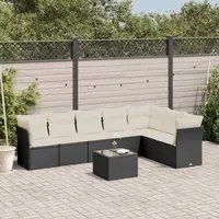 Set Divani da Giardino con Cuscini 8 pz Nero in Polyrattan 3249585