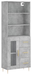 Credenza grigio cemento 69,5x34x180 cm in legno multistrato