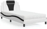 Letto con Materasso Bianco e Nero 100x200 cm in Similpelle 3208781