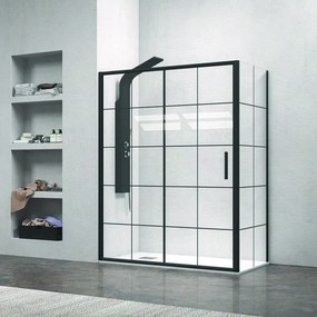 Kamalu - Cabina doccia colore nero 140x80 vetro con riquadri neri NICO-D3000S