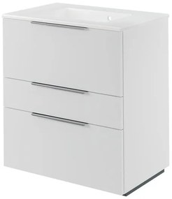 Mobile da bagno a terra L 75 x H 84 x P 48 cm bianco laccato opaco, 3 cassetti SENSEA Neo Line