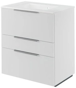 Mobile da bagno a terra sotto lavabo L 75 x H 84 x P 48 cm bianco laccato, 3 cassetti SENSEA Neo