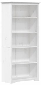 Libreria bodo 5 ripiani 80x38x180 cm legno massello pino bianco