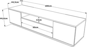Mobile TV Da Terra 180 Cm Con Vano Ed Ante Antracite E Legno Todd