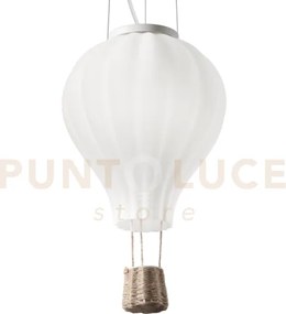 Dream big lampadario mongolfiera in vetro soffiato bianco e corda 1...