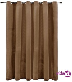 vidaXL Tenda Oscurante con Anelli in Metallo Velluto Beige 290x245 cm