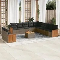 Set Divani da Giardino 12 pz con Cuscini Grigio in Polyrattancod mxl 88332