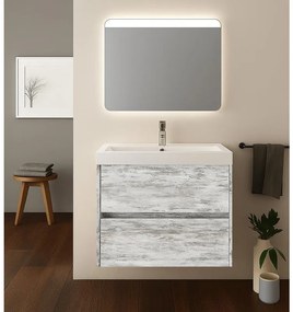 Mobile sottolavabo e lavabo Portofino per vasca centrale grigio antico in mdf L 60 x H 50.5 x P 40 cm 2 cassetti