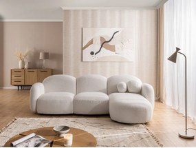 Divano angolare color crema (con penisola a destra/con chaise lounge) con rivestimento in bouclé Orbit – Ropez