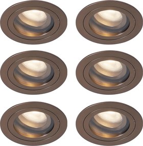 Set di 6 faretti da incasso moderni bronzo scuro orientabili e inclinabili IP44 - Chuck