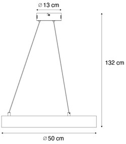 Lampada a sospensione moderna nera 50 cm con LED dimmerabile a 3 livelli - Organici