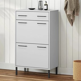 Scarpiera Con Gambe Metallo Bianco Legno Massello Di Pino Oslo /