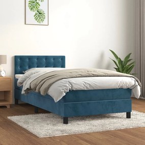 Giroletto A Molle Con Materasso Blu Scuro 100x200 Cm İn Velluto /
