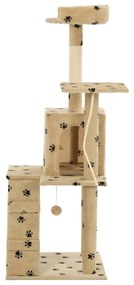 Albero per gatti e tiragraffi sisal 120 cm zampe stampate beige
