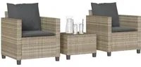 Set da Bistr 3 pz con Cuscini Grigio Chiaro in Polyrattan 4003901