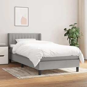 Giroletto A Molle Con Materasso Grigio Chiaro 90x200 Cm Tessuto /