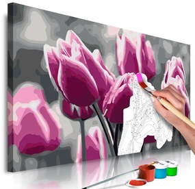 Quadro fai da te  Campo di tulipani  Colore Rosa, Dimensioni e Misure 60x40