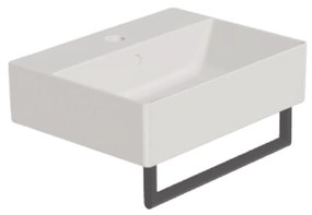 Lavabo Sospeso/Da Appoggio Con Foro 45x35 Cm Bianco Lucido