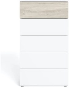 Cassettiera alta bianca in rovere 62x111 cm Sahara - Marckeric