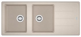 Lavello integrato 2 vasche con gocciolatoio laterale destro o sinistro FRANKE Boston fragranite L 50 x L 116 cm beige
