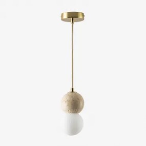 Lampada Da Soffitto Con Sfera Di Cristallo In Travertino Davise Dorato - Sklum