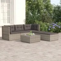 Set Divani da Giardino 5 pz con Cuscini in Polyrattan Grigiocod mxl 126404