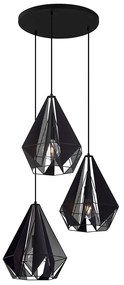 Lampada a sospensione industriale nera con rete 3 luci - Carcass