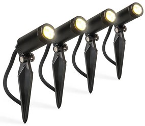 Set di 4 faretti da giardino neri con LED IP68 - Garly