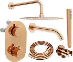 Mexen Kai DR70 set da incasso per vasca e doccia con soffione 30 cm, oro rosa - 77602DR70301-60