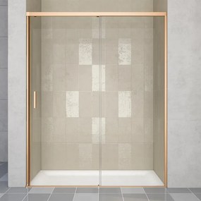 Porta doccia scorrevole L 118-119.5 cm x H 200 cm per nicchia in vetro trasparente SP. 6 mm, profilo dorato, serie Jazz