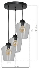 Lampadario su fune SANTIAGO 3xE27/60W/230V limpido