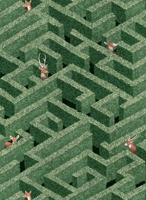 Josephine Munsey Tapete Labyrinth with Deer - Green