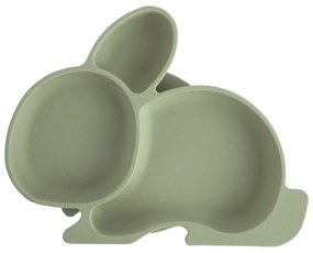 Piatto per bambini color salvia in silicone 18x23 cm Bunny – Orion