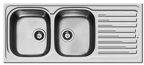Lavello integrato 2 vasche in inox argento DELINIA Amaltia L 50 x L 116 cm