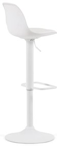 Kave Home - Sgabello Orlando - T in ecopelle bianco e acciaio bianco opaco 60-82 cm